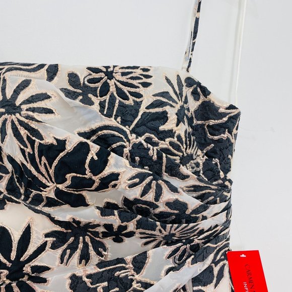 Carmen Marc Valvo Women's Dress 10 Sheath Midi Sleeveless Floral Cascade New - Picture 2 of 15